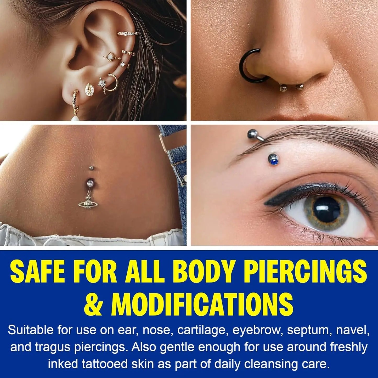 Piercing Aftercare Spray, Saline Spray for Piercings Cleaner for Ear, Belly & Nose - Gently Cleanses - Soothing & Gentle Peaceful Pleasures Health and Wellness
