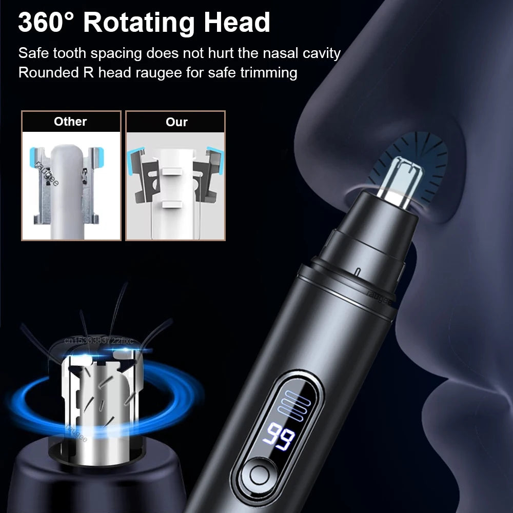 Nose Hair Trimmer Mini Portable Electric Nose Hair Clipper Rechargeable Automatic Shaving Nose Eyebrow Ear Painless Hair Remover Peaceful Pleasures Health and Wellness