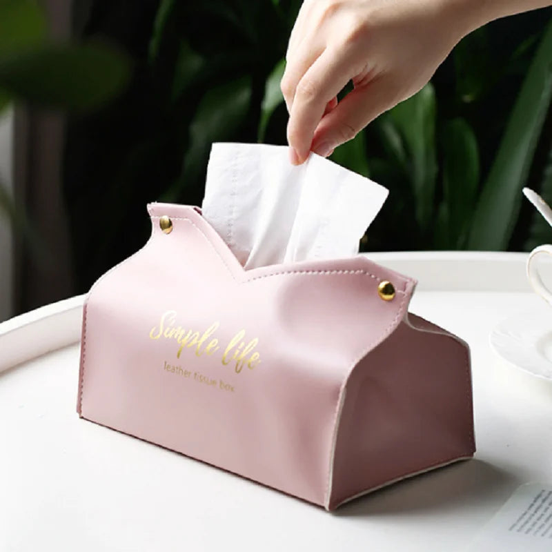 Leather Tissue Box Napkin Holder Car Tissue Box Home Living Room Holder Case Storage Hotel Carton Household Home Large Storage Peaceful Pleasures Health and Wellness