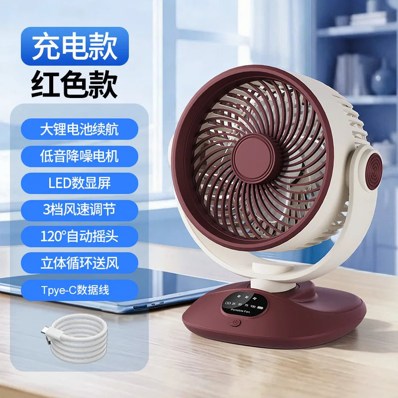 USB Rechargeable Desktop Fan – Portable Oscillating Desk Fan