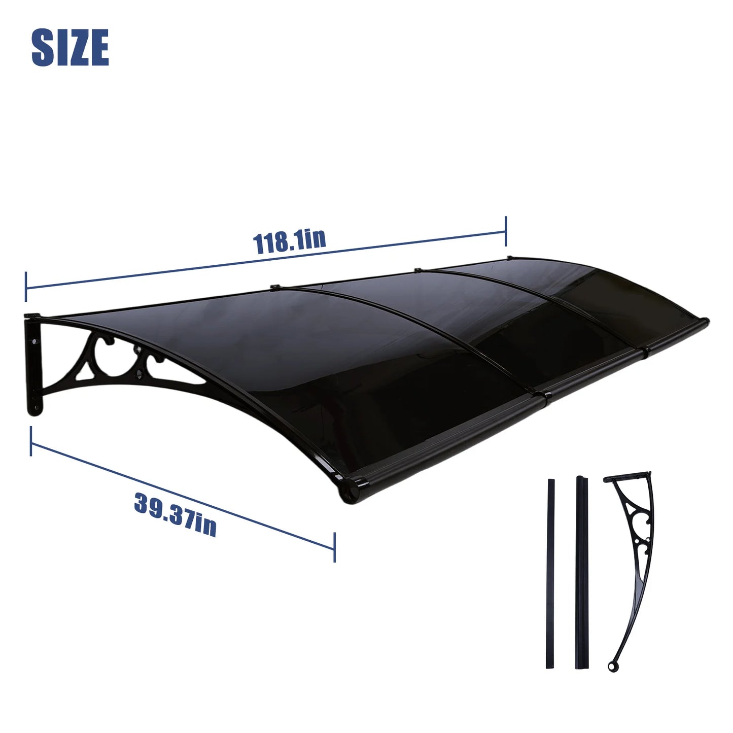 Aluminum Patio Awning with Polycarbonate Cover Peaceful Pleasures Health and Wellness Black United States