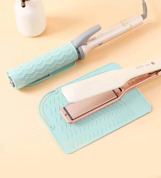 Best Selling Curling Iron Pad Straightener Hair Styling Tool Heat Resistant Mat Anti-Slip Design for Professional Use Peaceful Pleasures Health and Wellness Blue