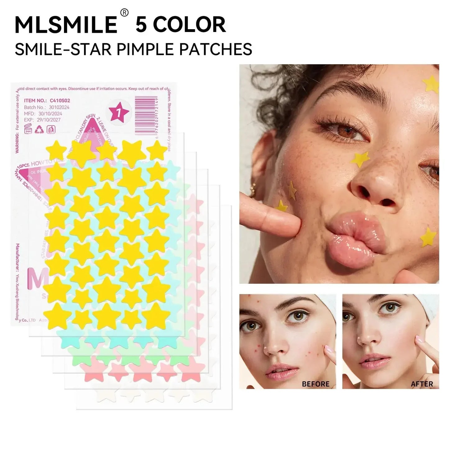 MLSMILE 40pc Star Hydrocolloid Blemish Patches – All Skin Tones