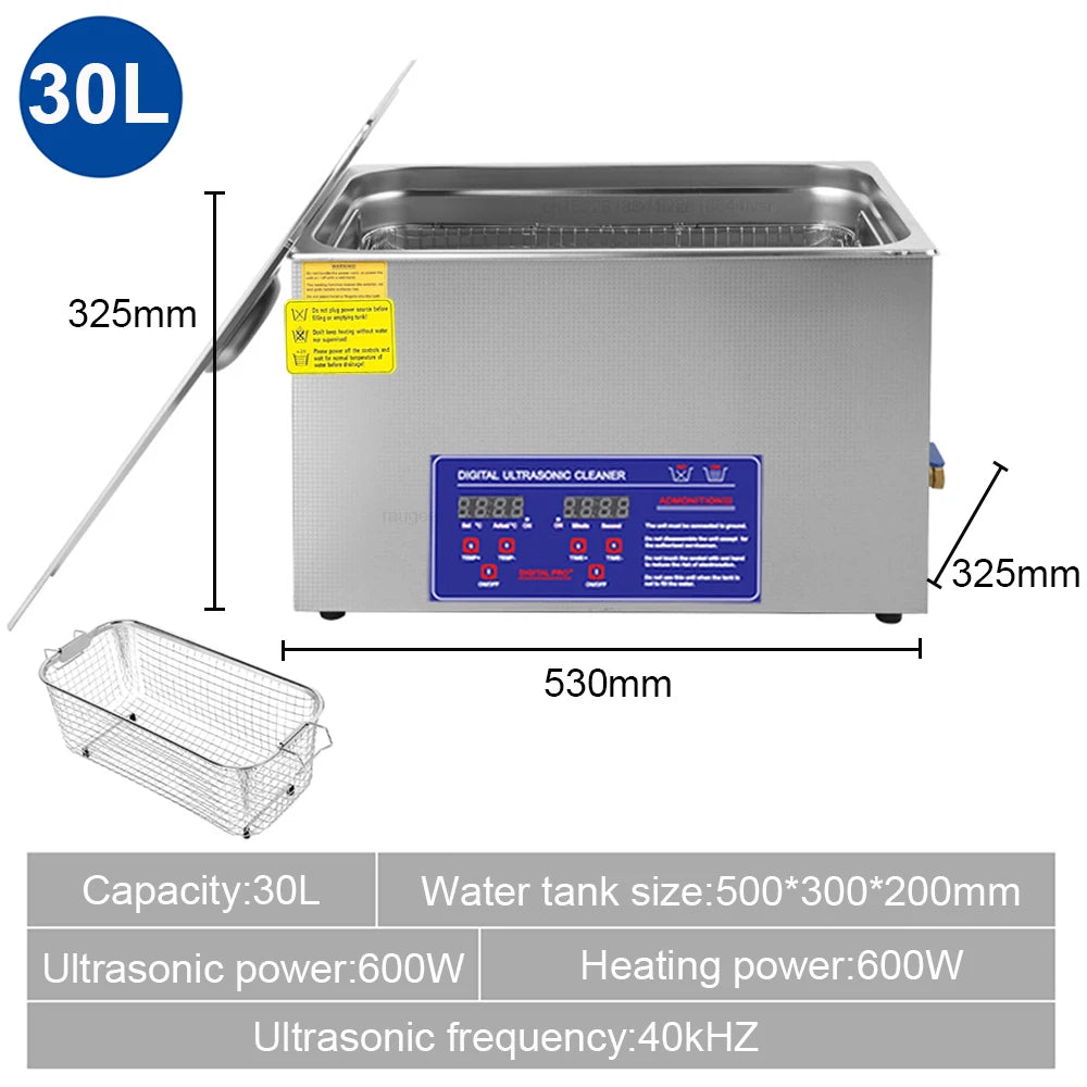 1.3L 2L 3L 6L 10L 15L 22L 30L Ultrasonic Cleaner with Heated Portable Lave-Dishes Washing Machine Diswasher Ultrasound Cleaner Peaceful Pleasures Health and Wellness 30L US
