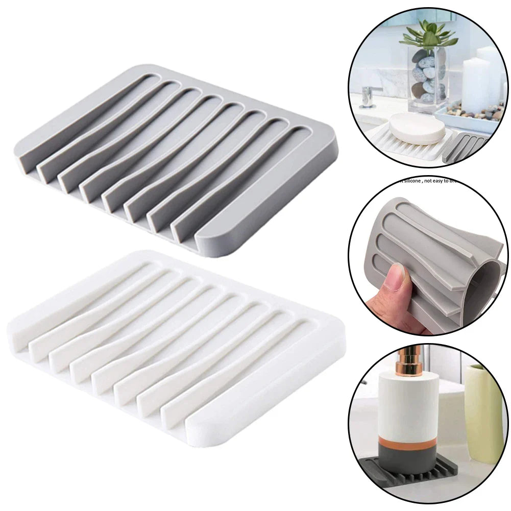 Silicone Self-Draining Soap Dish & Sponge Tray | Kitchen & Bath