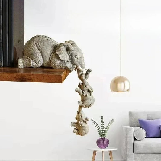 Elephant Resin Ornaments Exquisite Stone Elephant Statues Landscape Design Mini Living Room Garden Decorations Resin Handicrafts Peaceful Pleasures Health and Wellness