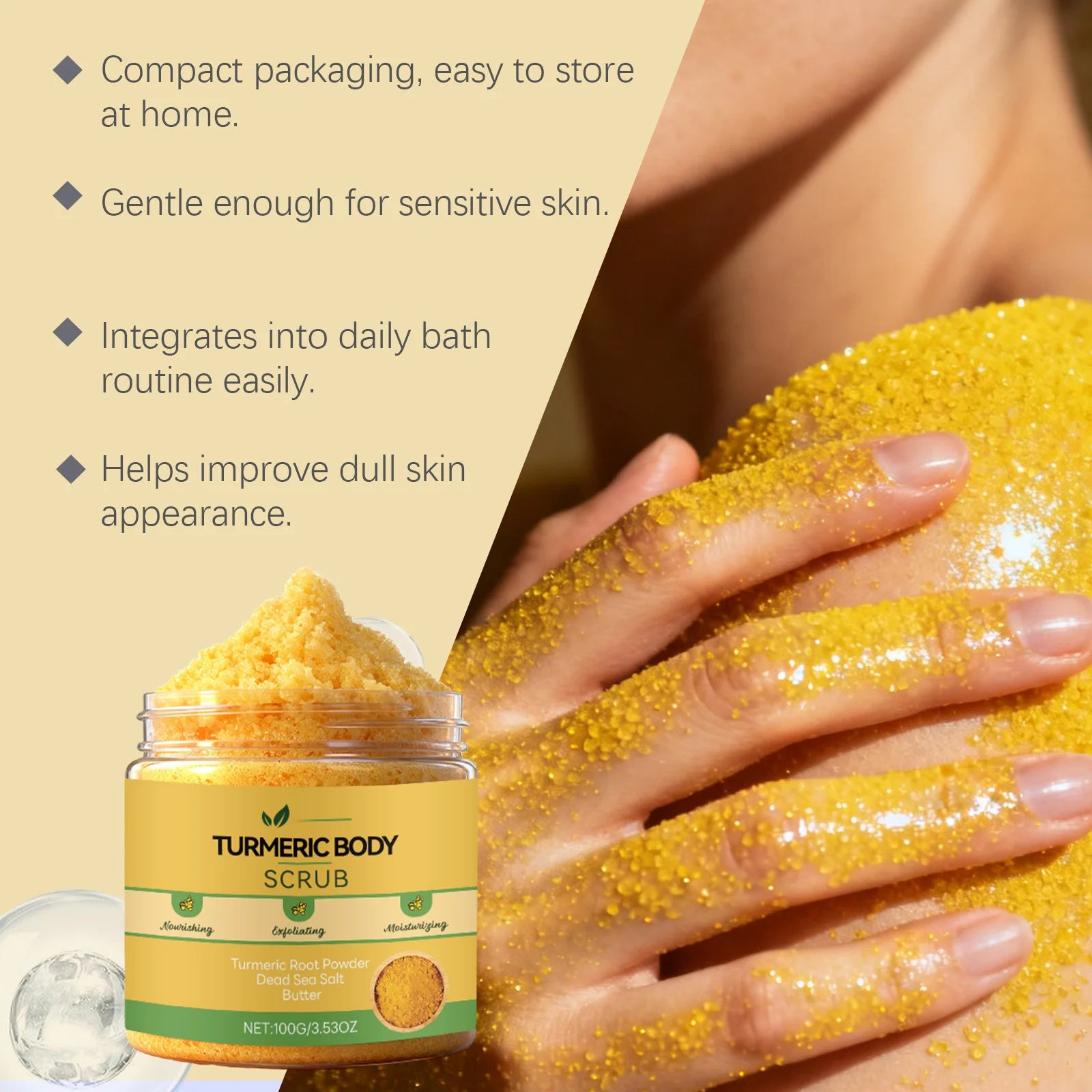 Turmeric Sea Salt Brighten Scrub for Exfoliating Skin Peaceful Pleasures Health and Wellness