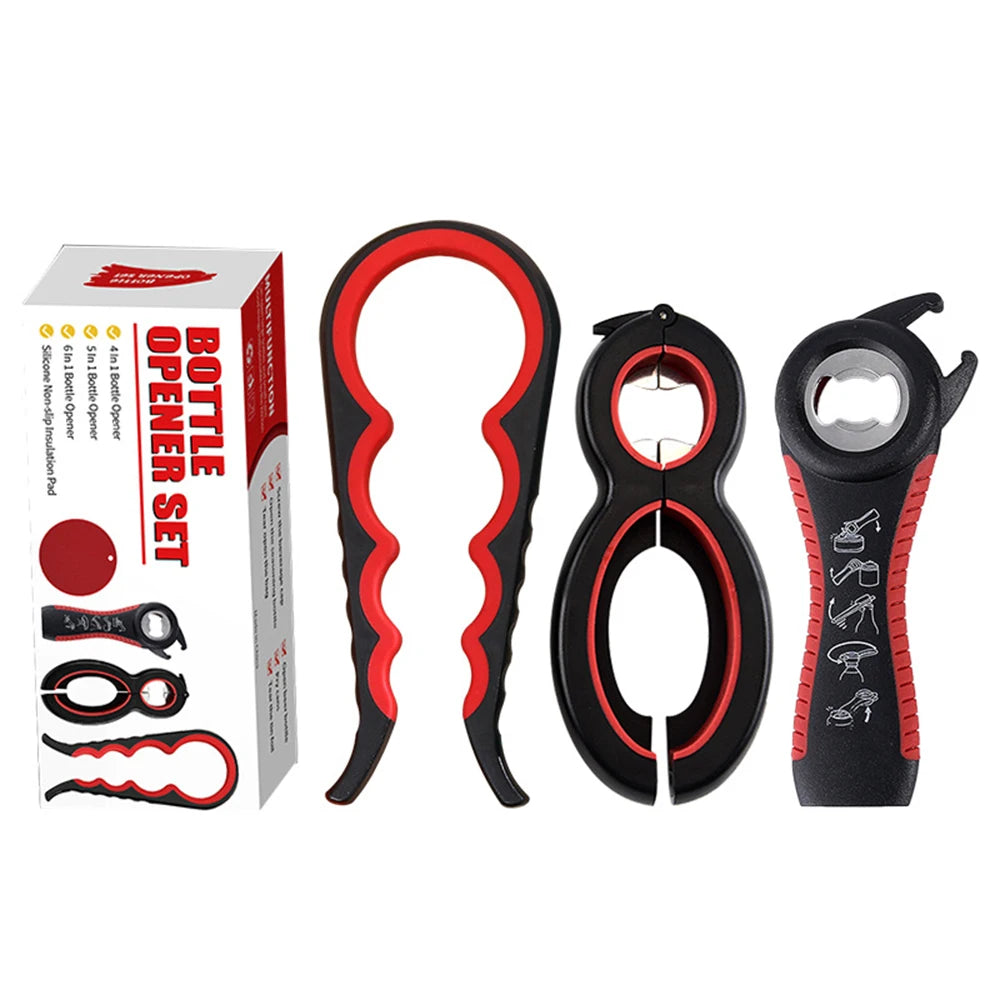Can Opener Multi Functional Four In One Beverage Bottle Opener Cap Twister Four Position Can Opener Anti Slip Cap Twister Peaceful Pleasures Health and Wellness 3pcs