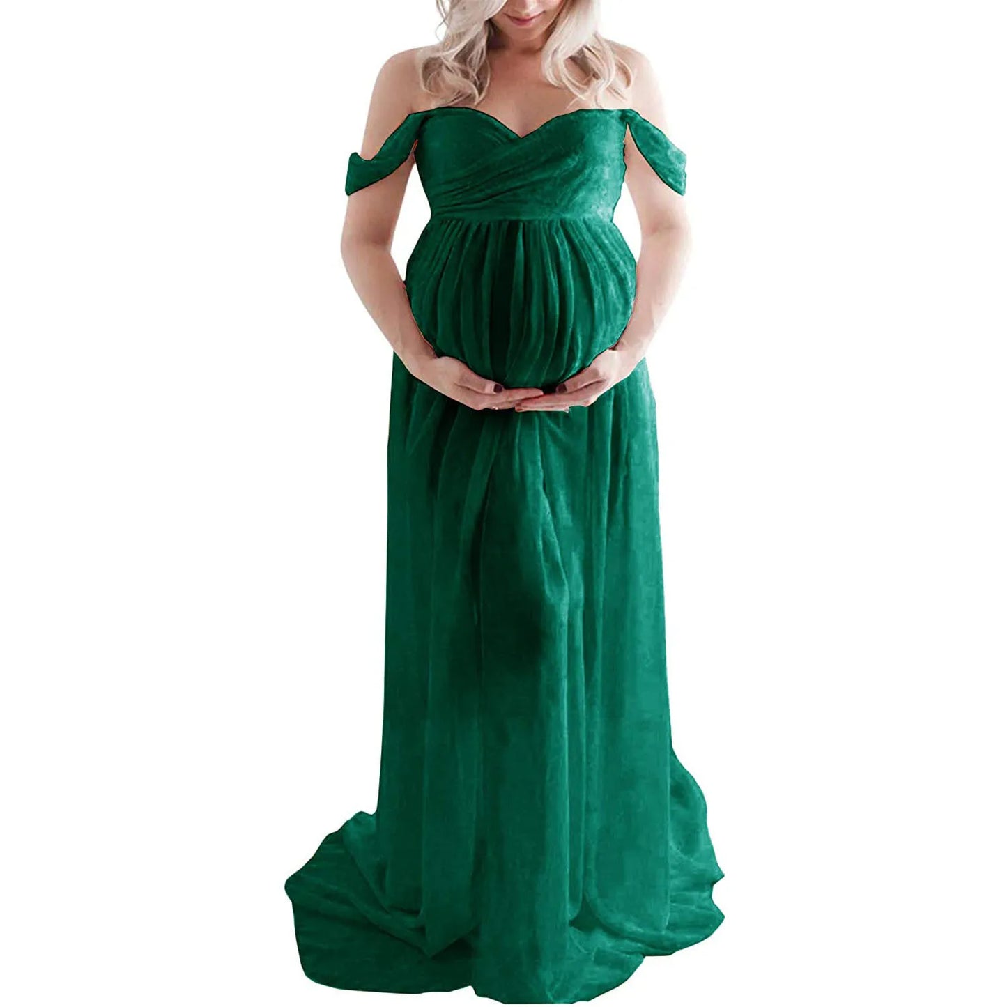 Deep V-Neck Lace Feather Maternity Gown | Photo Shoot Dress Maternity Photography Dress Peaceful Pleasures Health and Wellness