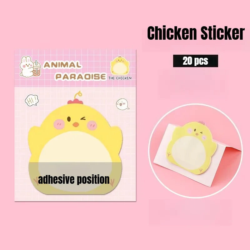 New 8 Packs Cartoon Small Animal Special-shaped Sticky Notes Office Simple Shape Creative Sticky Notes Cute Colorful Note Paper Peaceful Pleasures Health and Wellness 8Pcs-5