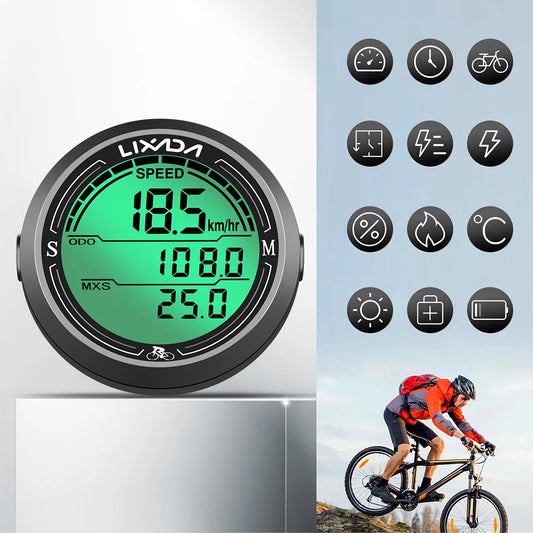 Wired Bike Speedometer Waterproof Round Shaped Bike Computer Backlight Screen Cycle Odometer Bike Computer Peaceful Pleasures Health and Wellness