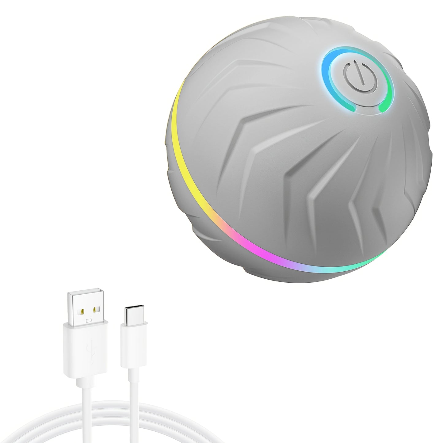 Intelligent dog toy, interactive pet toy, random rolling and jumping, colorful lights, long-lasting battery life of 4 hours, inc Peaceful Pleasures Health and Wellness GRAY