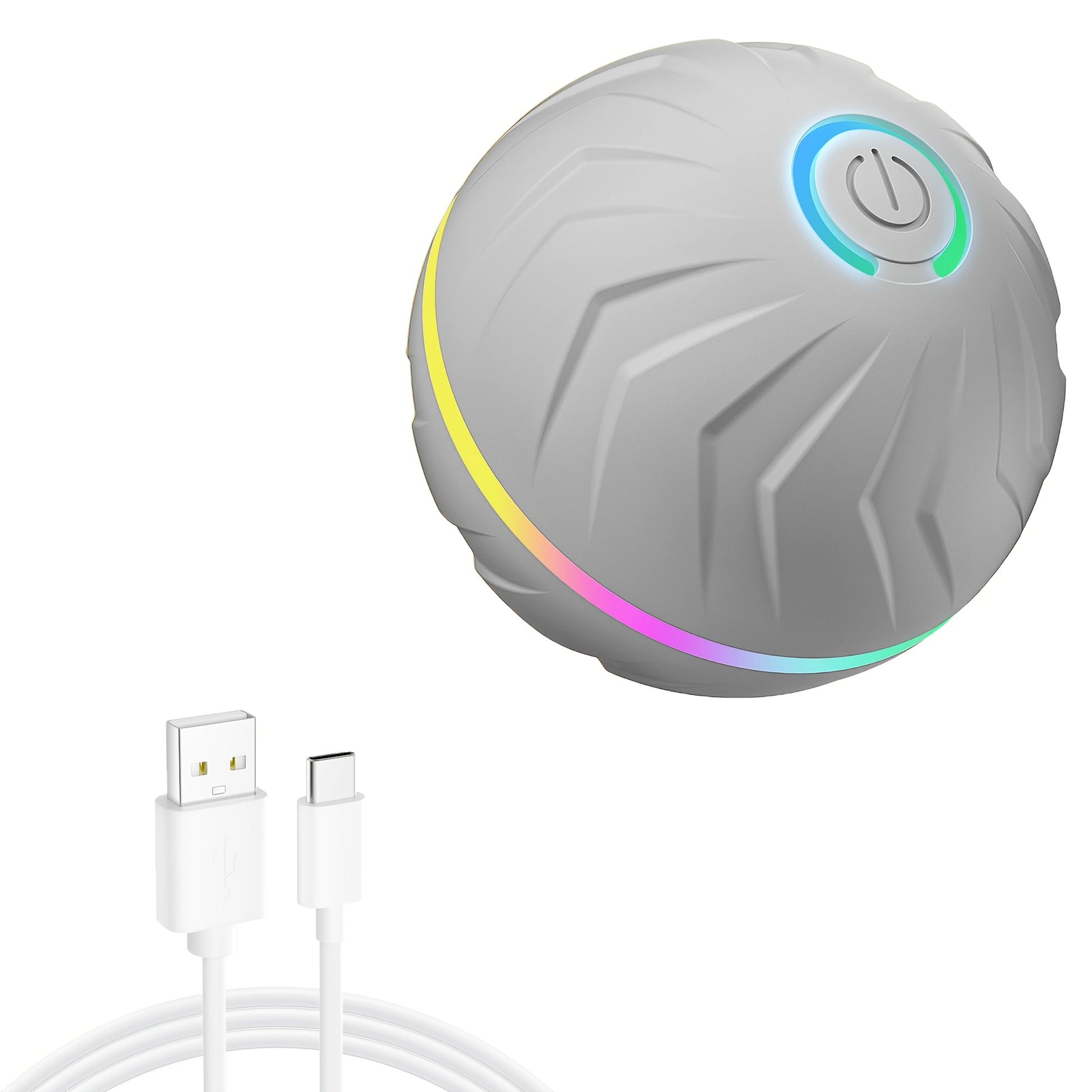 Intelligent dog toy, interactive pet toy, random rolling and jumping, colorful lights, long-lasting battery life of 4 hours, inc Peaceful Pleasures Health and Wellness GRAY