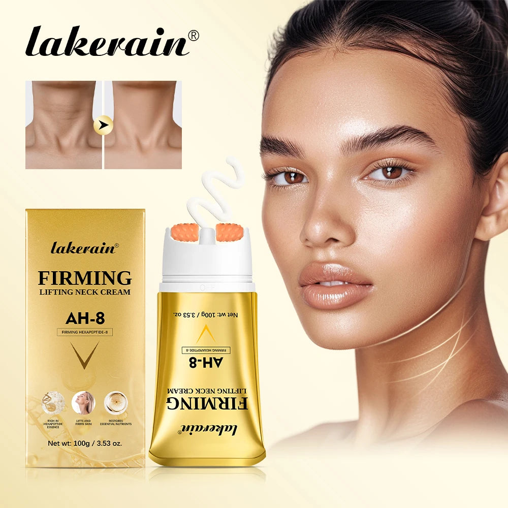 AH-8 Firming Lifting Neck Cream Deep Moisturizing Firms Neck Loose Skin Roller Design Smooth Fine Lines Wrinkles Neck Cream Peaceful Pleasures Health and Wellness