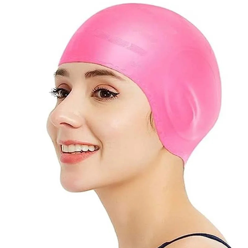 Waterproof Silicone Swim Cap – Large, High Elasticity, Ear Cover