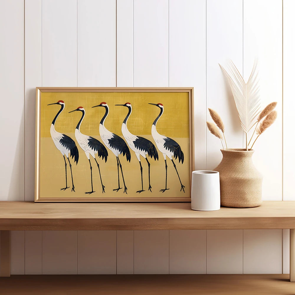 Sage Green Gold Japandi Art Print Flying Birds Wall Art Abstract Sun Art Living Room Decor Japanese Wall Art Bedroom Decor Gift Peaceful Pleasures Health and Wellness CJ54295 20x30cm