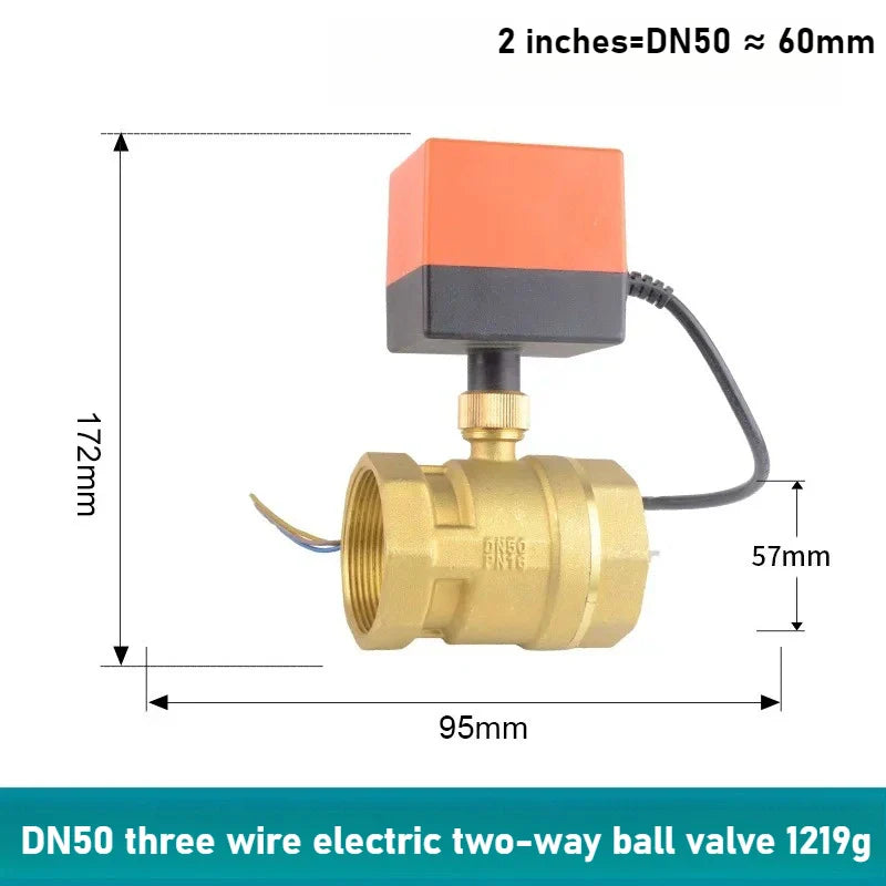 Copper Electric Ball Valve DN15–DN50 | 12V 24V 220V