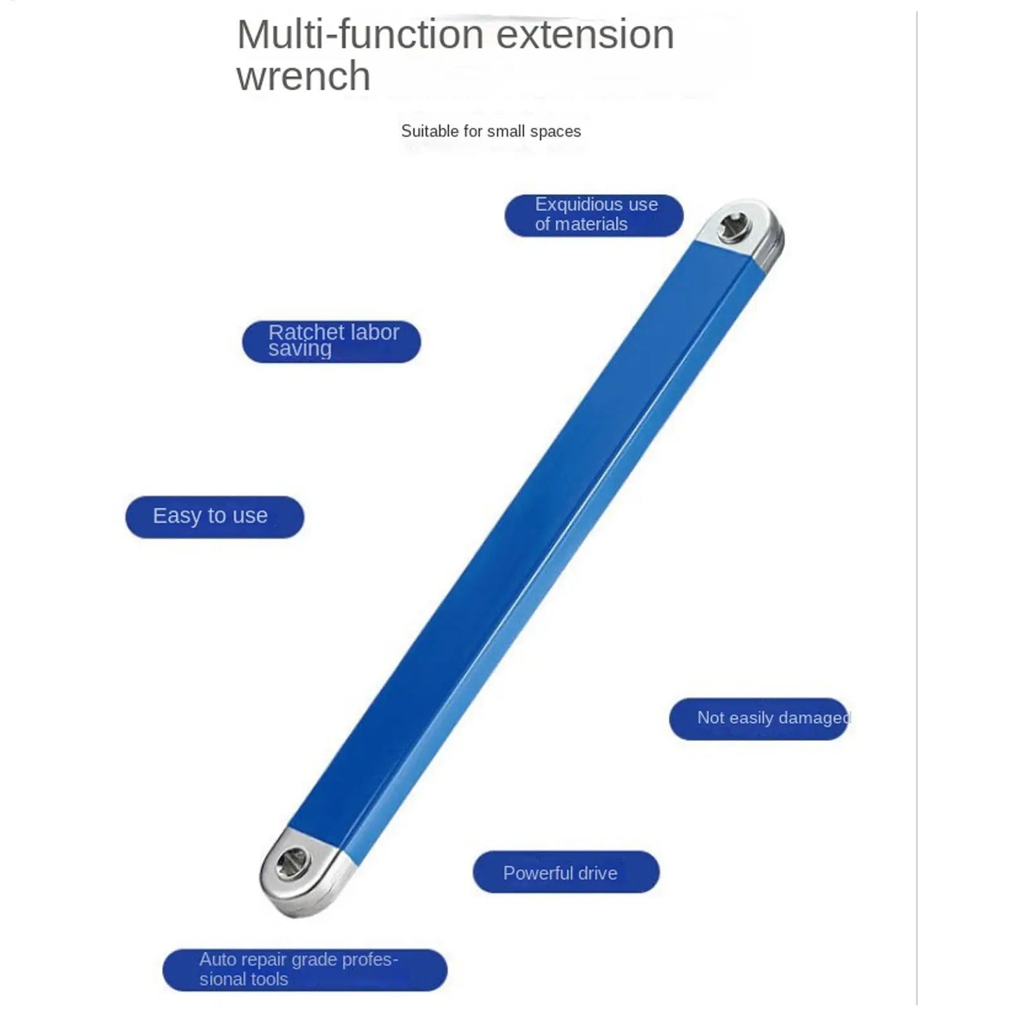 3/8" Heavy-Duty Ratchet Extension Wrench with 4 Adapters