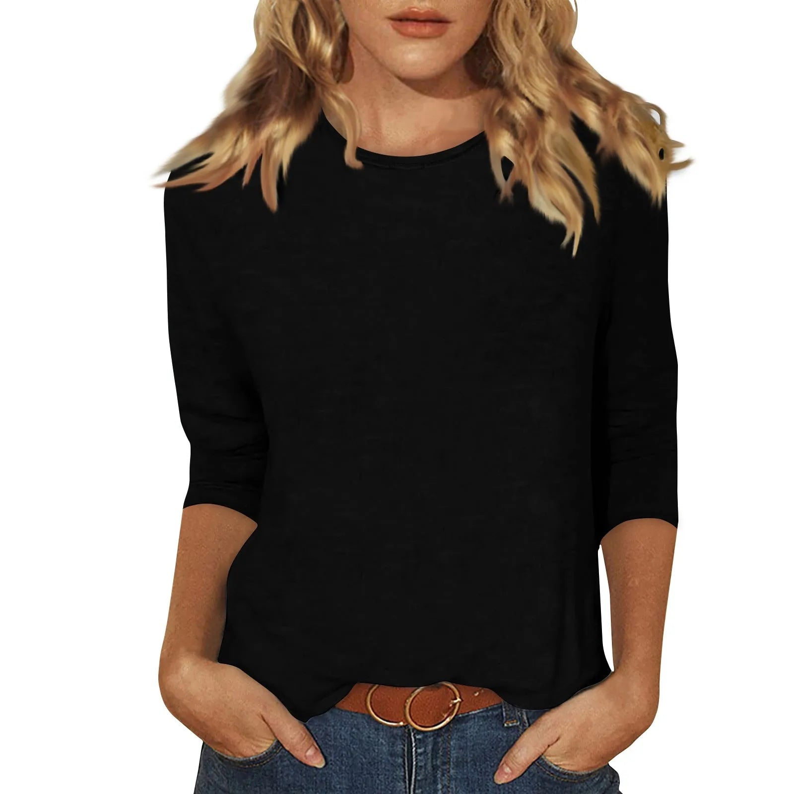 Women Summer Tops Round Neck Three Quarter Sleeve Comfortable Print T Shirt Blouse Women T Shirt muticolor t shirt tops Peaceful Pleasures Health and Wellness
