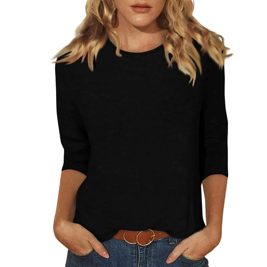 Women Summer Tops Round Neck Three Quarter Sleeve Comfortable Print T Shirt Blouse Women T Shirt muticolor t shirt tops Peaceful Pleasures Health and Wellness