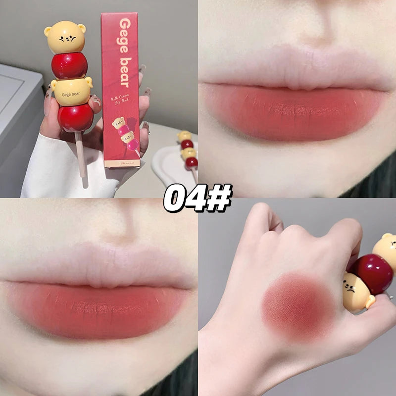 Gege Bear Velvet Matte Lip Mud – Peach Pink Liquid Lipstick