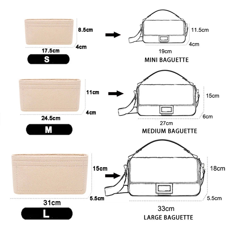 Felt Insert Bag Organizer – Handbag Liner & Makeup Organizer