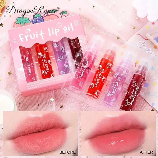 4-Pack Roll-On Fruit Lip Oil – Hydrating & Moisturizing Gloss Set Roll-On Lip Oil Oasis Select