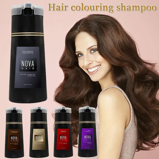 Nova Hair Dye Shampoo, Nova Hair Instant Dye Shampoo,Hair Dye Coloring Shampoo For Gray Hair Long Lasting Nourish For Men Women Peaceful Pleasures Health and Wellness