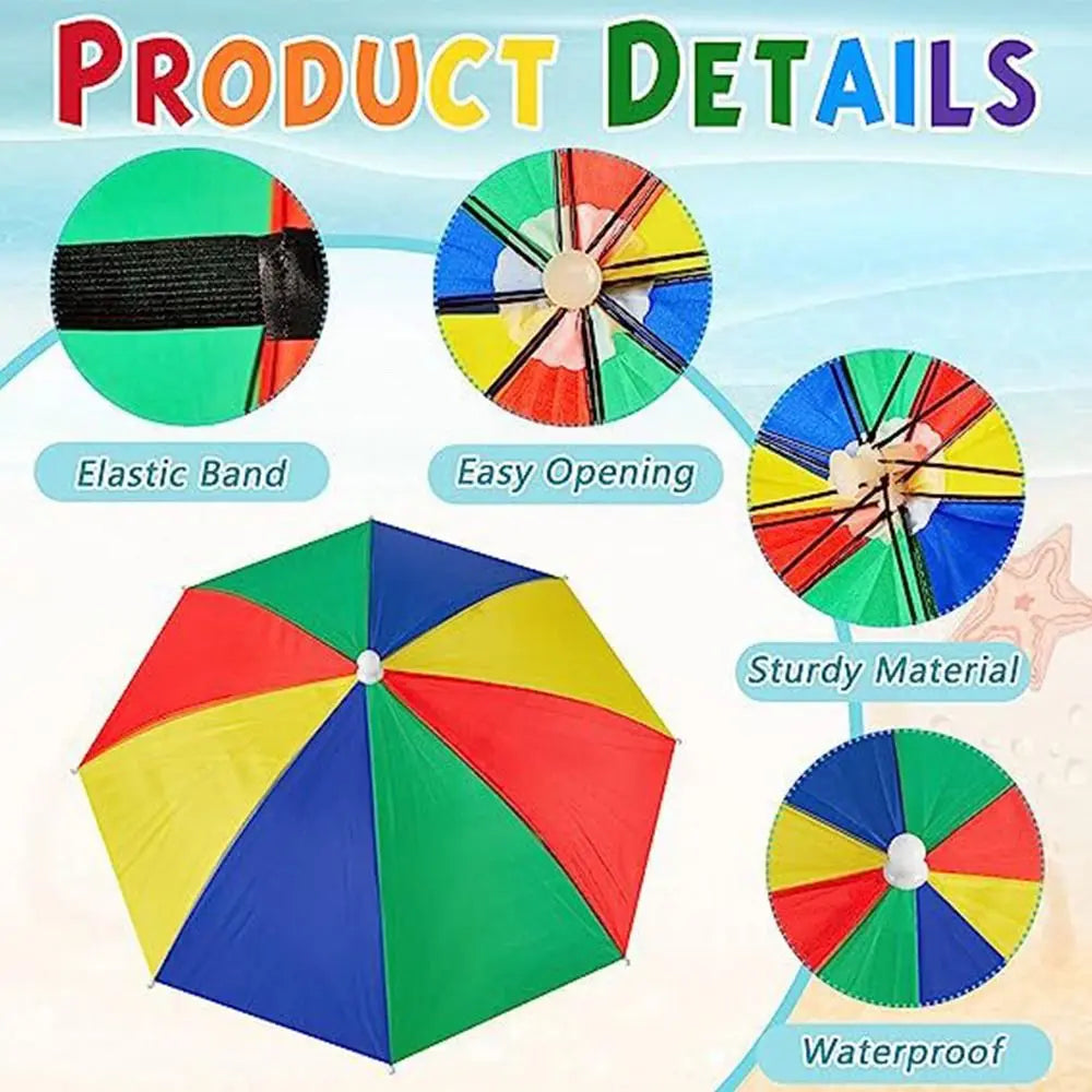 Portable Sunshade Head Umbrella Hat Windproof Elastic band Rain Gear Head Wearing Head Hats Peaceful Pleasures Health and Wellness