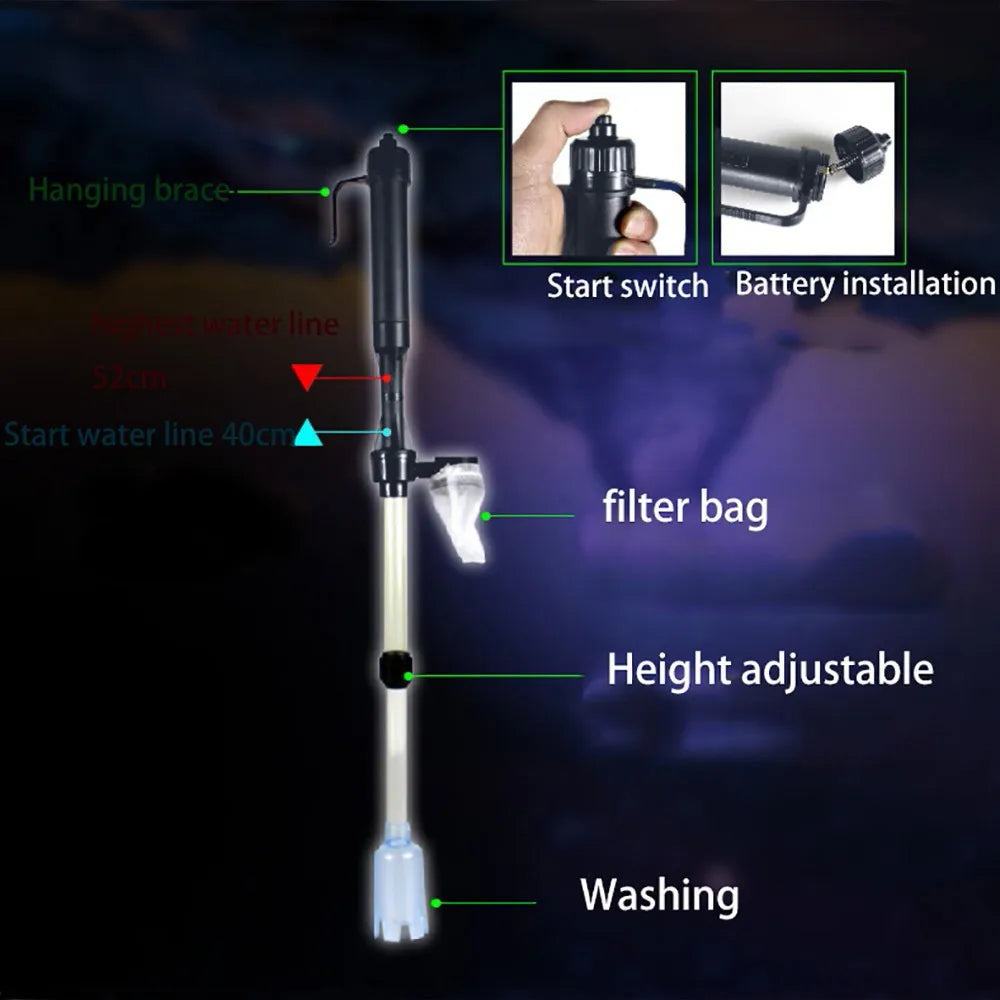 Aquarium Electric Cleaning Vacuum Water Filter Siphon Vacuum Cleaner Fish Tank Water Changer Gravel Cleaner Pump Water Filters Peaceful Pleasures Health and Wellness
