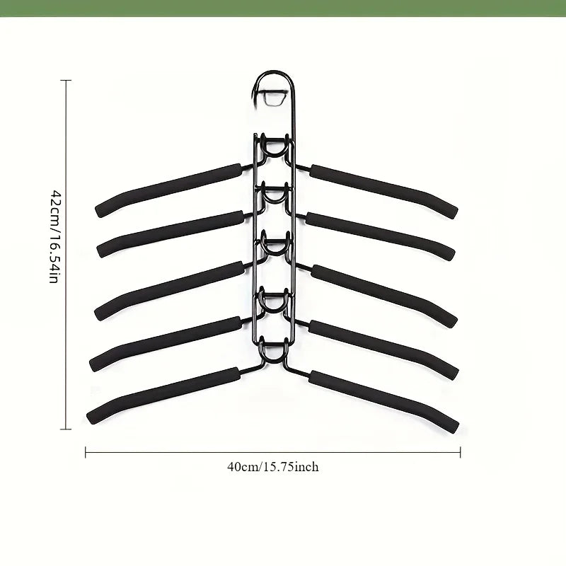 5pcs Heavy Duty Space-Saving Metal Hangers with Non-Slip Foam Pads - Multi-Layer Design for Coats, Sweaters, Suits, and T-Shirts Peaceful Pleasures Health and Wellness