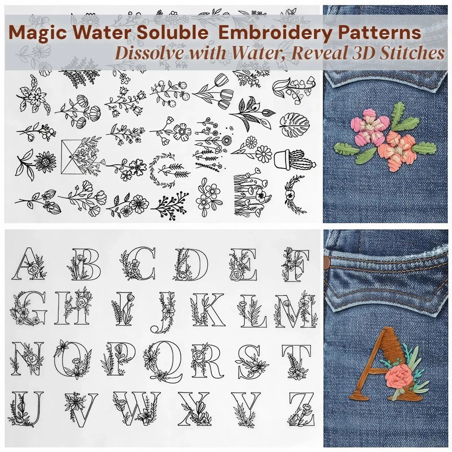 2026 Upgraded Embroidery Stitch Book Kit|Includes Embroidery Hoop,86 Tools,65 Water-Soluble Patterns &106 Stitches With Guides Peaceful Pleasures Health and Wellness
