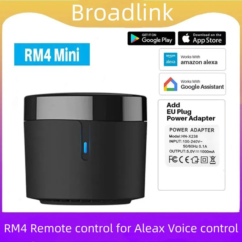 Broadlink Rm4 Mini Smart Remote Control Infrared Universal IR Remote Audio Video Smart Home Work with Google Home Alexa Peaceful Pleasures Health and Wellness