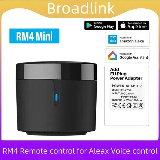 Broadlink Rm4 Mini Smart Remote Control Infrared Universal IR Remote Audio Video Smart Home Work with Google Home Alexa Peaceful Pleasures Health and Wellness