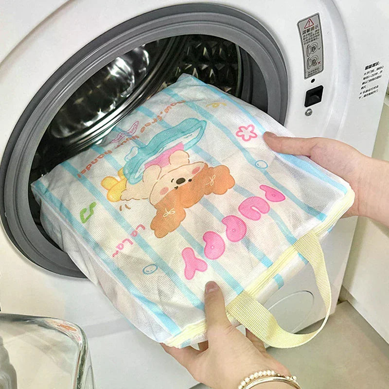 Cute Bear Kids Laundry Bag – Portable Mesh Washing Bag Mesh Laundry Bag Peaceful Pleasures Health and Wellness