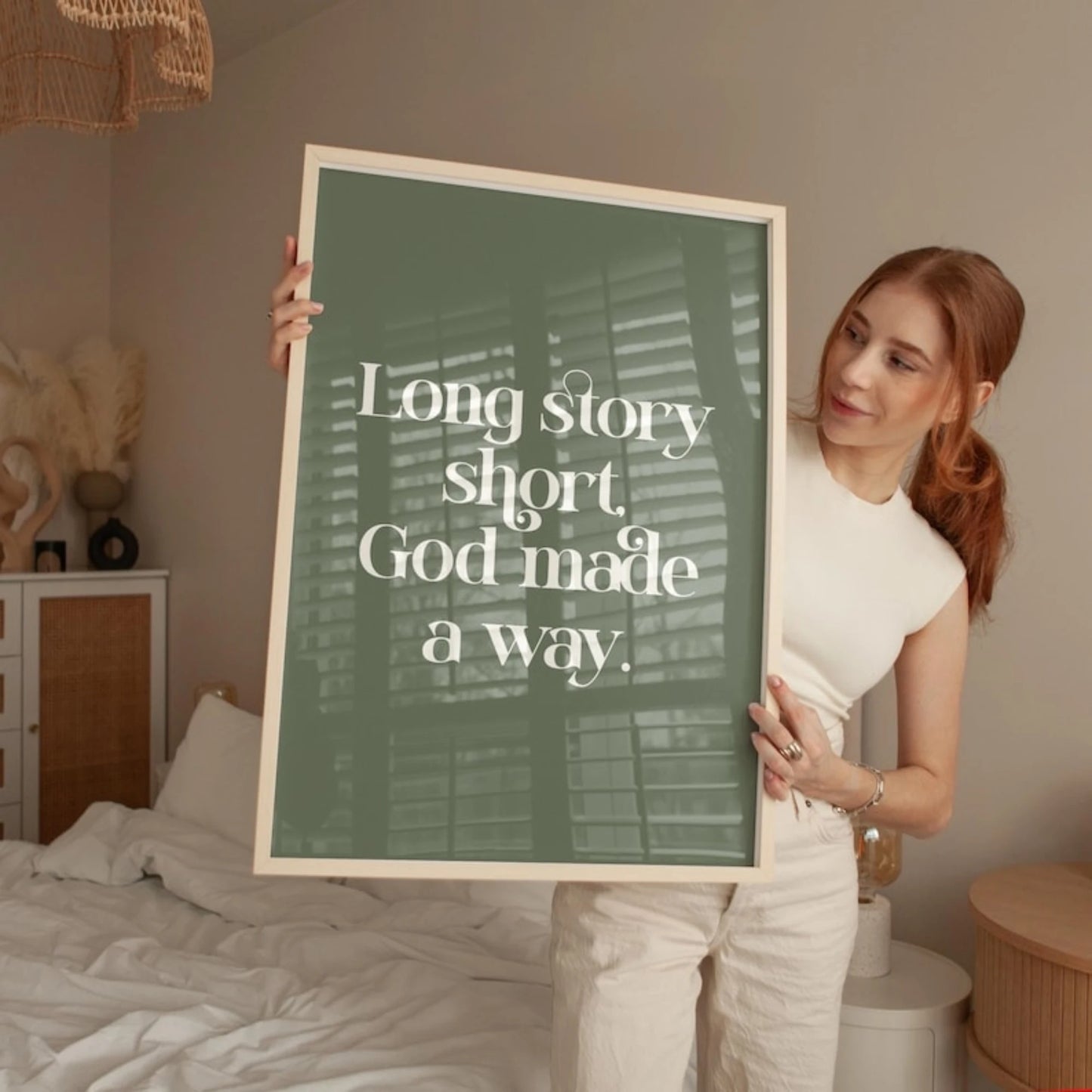 Long Story Short God Made A Way Christian Faith Wall Art Print Canvas Painting Poster Picture For Living Room,Bedroom Home Decor Peaceful Pleasures Health and Wellness
