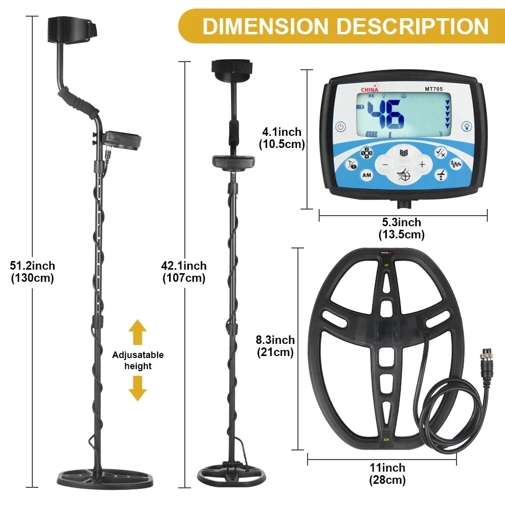 MT705 Professional Underground Metal Detector High Sensitivity Waterproof Search Coil Metal Detecting Tool Treasure Pinpointer Peaceful Pleasures Health and Wellness