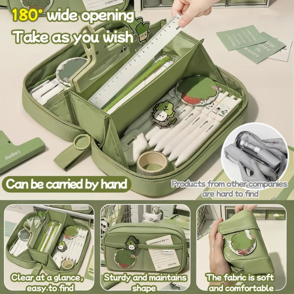 Volcano Pencil Case 3-Layer Compartment Stationery Organizer