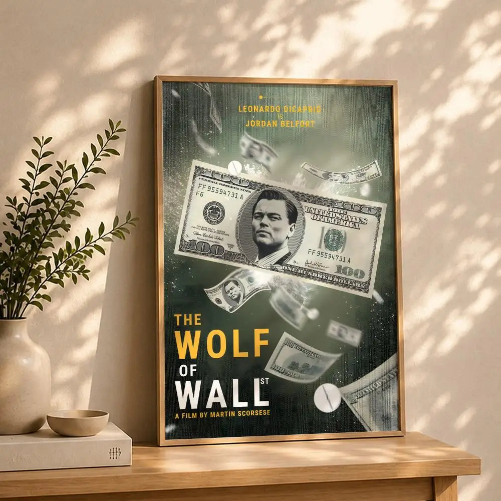 Movie T-The Wolf of Wall StreetS Poster HD Self Adhesive Waterproof Wall Art Ideal for Home Office Dorm Bedroom Great Gift Peaceful Pleasures Health and Wellness White12 50X70cmNoframe