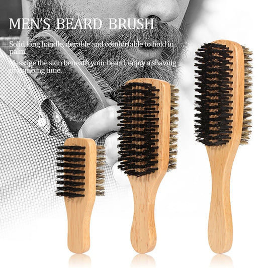 Men's Boar Bristle Hair & Beard Brush – Natural Wood S/M/L Beard & Hair Brush Oasis Select