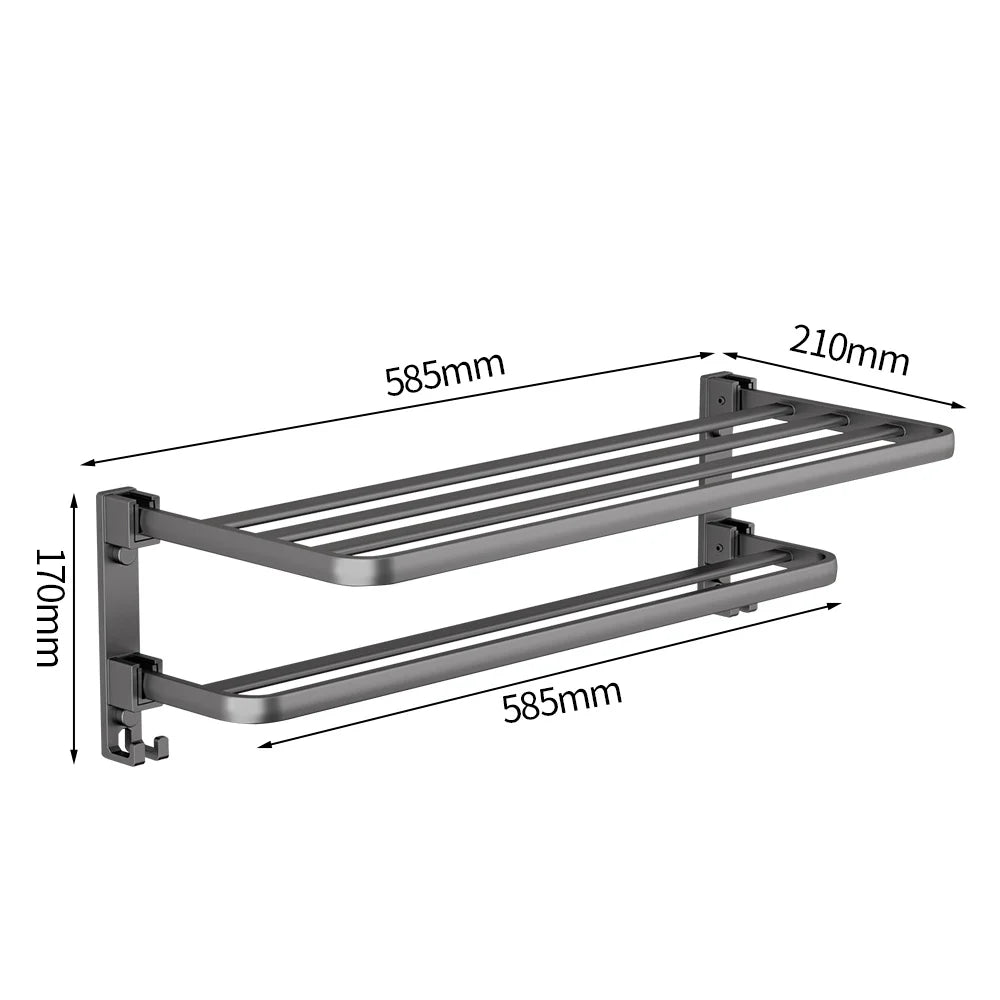 Wall Mounted Double Towel Rack – Thickened Space Aluminum