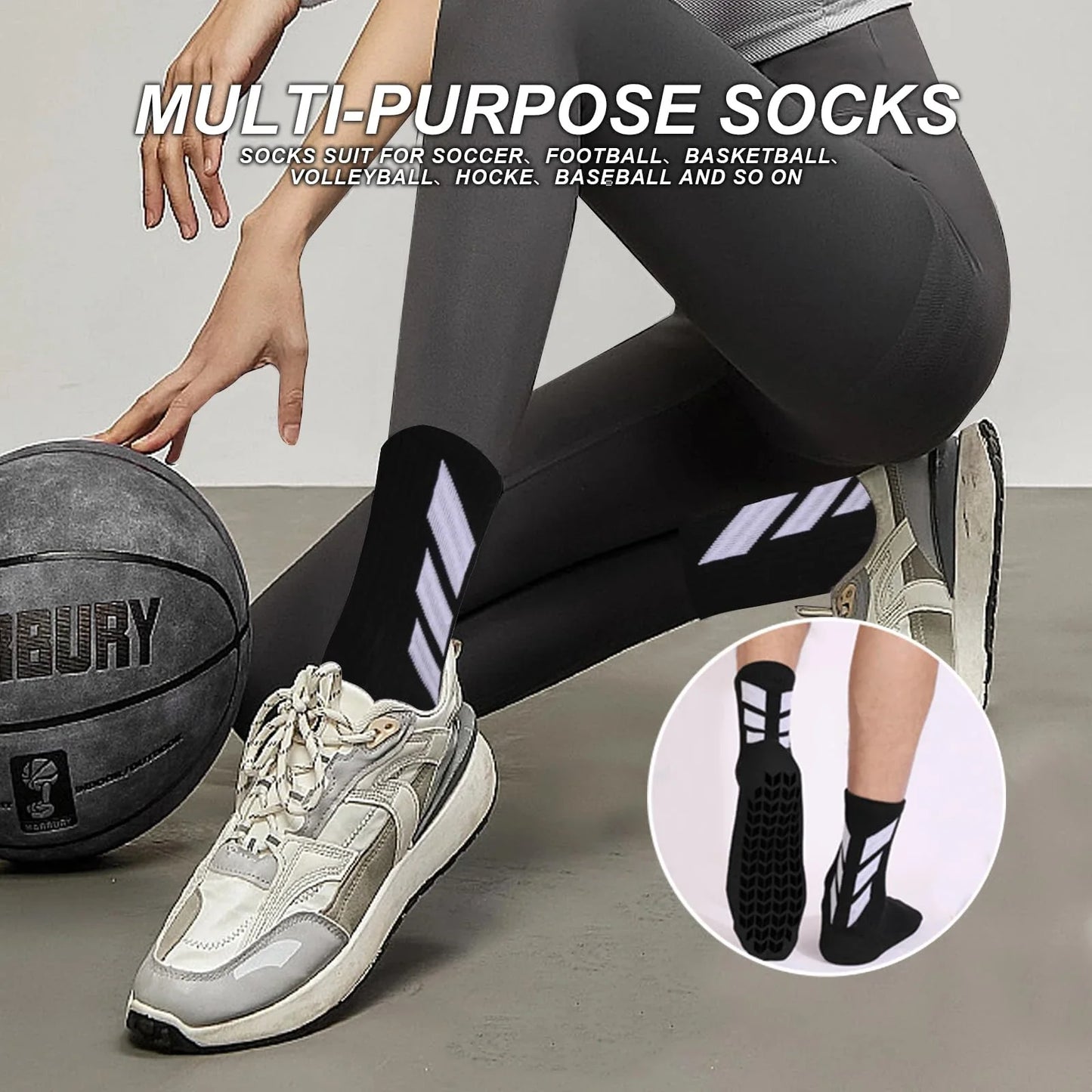 1 pair of socks football socks men's anti slip hospital yoga anti slip training sports socks Peaceful Pleasures Health and Wellness