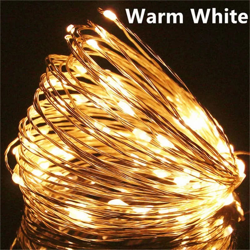 Warm White Copper Wire Fairy Lights – Battery Powered LEDs