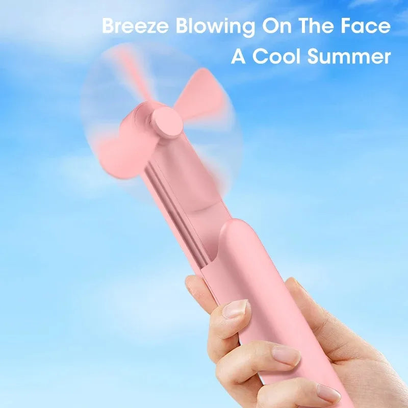 Foldable Mini Portable Quiet Handheld Desktop Fan 2000mAh USB Rechargeable Power Bank Cooler For Office Home Travel Peaceful Pleasures Health and Wellness