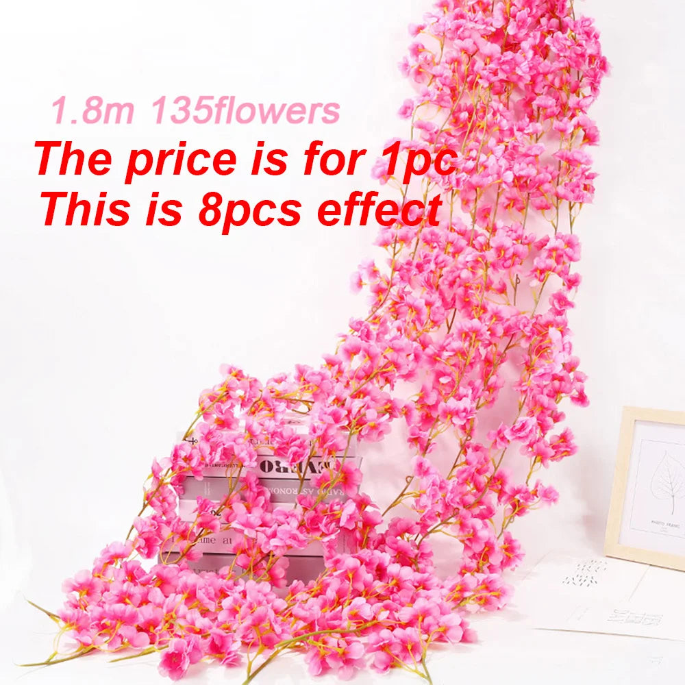 5.6ft Artificial Sakura Vine | Silk Cherry Blossom Décor