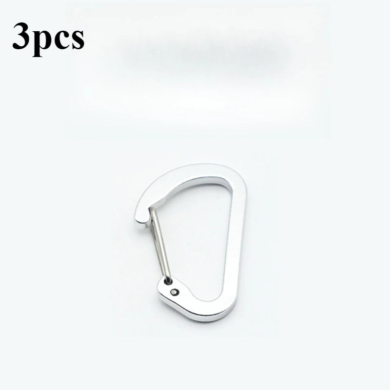 3-Pack D-Ring Carabiner Clips | Aluminum Keychain Buckle Set Carabiner Clip Set Peaceful Pleasures Health and Wellness silver-3pcs