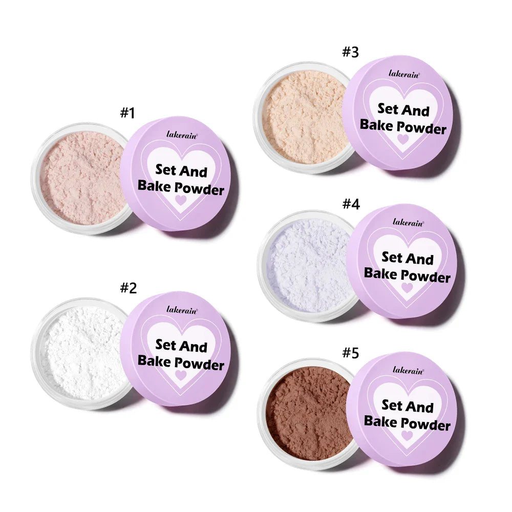Bake Setting Powder & Puff Set | 5 Shades, Matte Finish