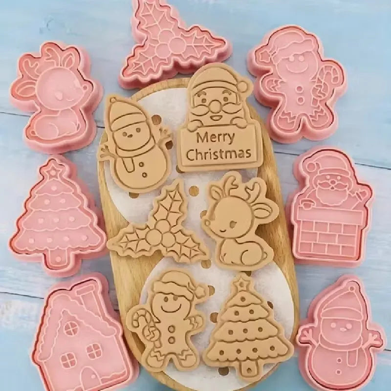 3D Christmas Cookie Cutters – Cartoon Fondant Baking Mold Set