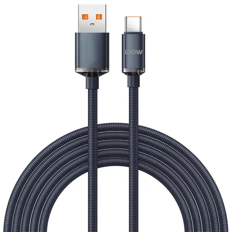120W Type C Cable Super Fast Charging Nylon Braided USB C Cord Quick Charge for Samsung Xiaomi Huawei POCO OPPO Peaceful Pleasures Health and Wellness black 1.5m