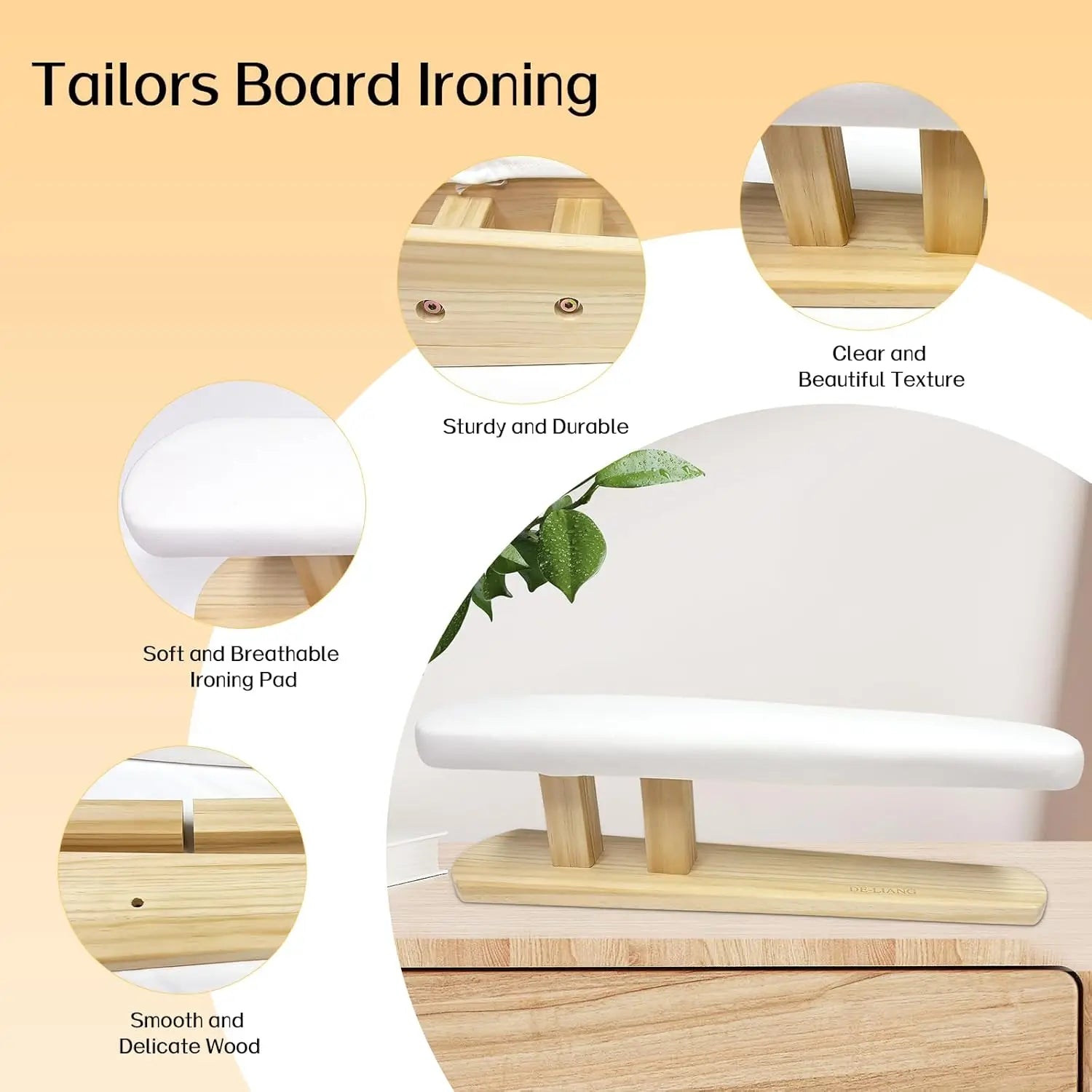Long Padded Sleeve Ironing Board – Ash Wood Base, Non-Slip, Handmade Peaceful Pleasures Health and Wellness